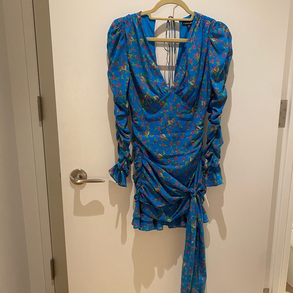 For Love & Lemons Blue Floral Mini Dress